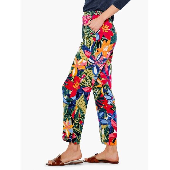 NIC+ZOE Lush Terrace Wide Leg Pant Large Hawaiian Floral Palazzo Pant Rainbow - Picture 1 of 15